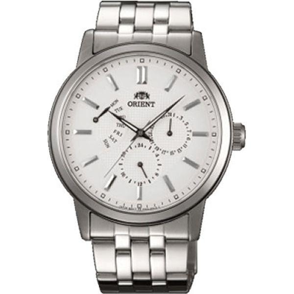Orient Orient UU0A001W (FUU0A001W)  FUU0A001W автокварц (кинетик) мужские часы белый циферблат, браслет  — вид спереди