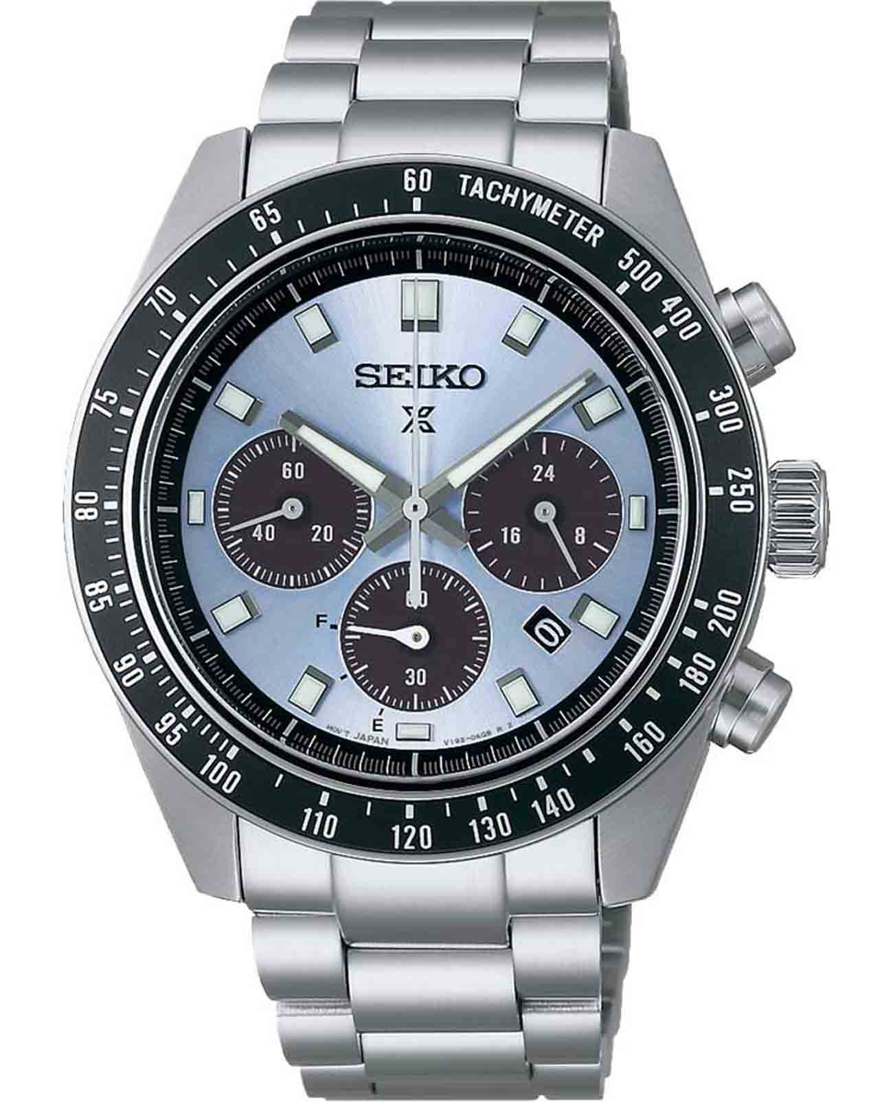 Seiko Seiko Prospex Speedtimer SSC935P1 Speedtimer SSC935P1 кварцевые мужские часы синий циферблат, браслет нержавеющая сталь — вид спереди