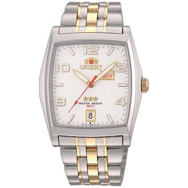 Orient Orient EMBB003W (FEMBB003W)  FEMBB003W механические мужские часы белый циферблат, браслет  — вид спереди