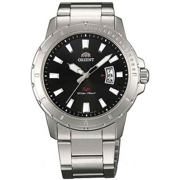 Orient Orient UNE2005B (FUNE2005B)  FUNE2005B  мужские часы черный циферблат, браслет  — вид спереди