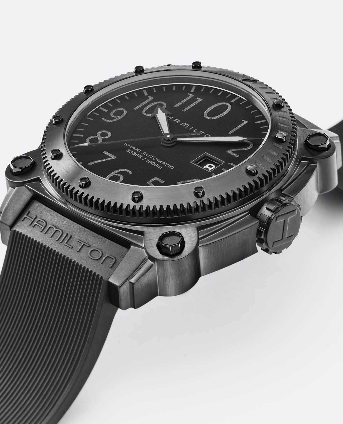 Hamilton Hamilton Khaki Navy BeLOWZERO 1000m Auto H78585333, khaki navy швейцария мужские часы на браслете каучук боковой вид