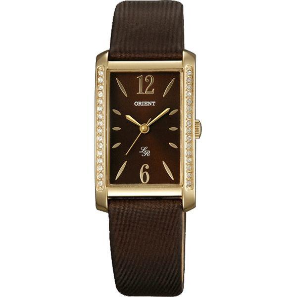 Orient Orient QCBG003T (FQCBG003T)  FQCBG003T  женские часы коричневый циферблат, браслет кожа + текстиль — вид спереди