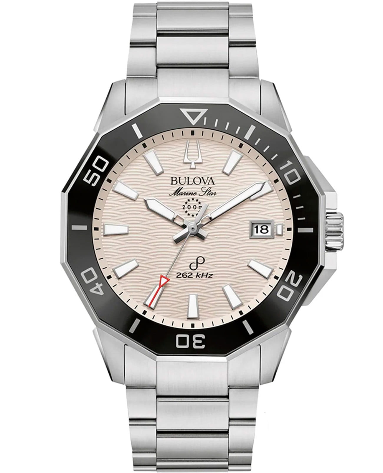 Bulova Bulova Marine Star 96B426  96B426 кварцевые мужские часы бежевый циферблат, браслет нержавеющая сталь — вид спереди