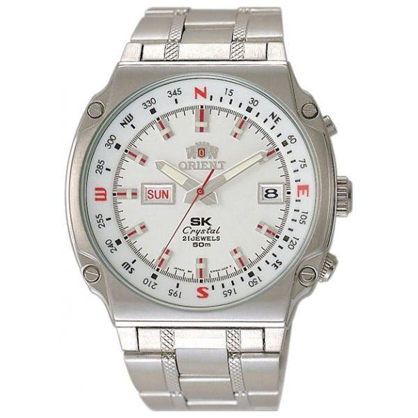 Orient Orient EM5H003W (FEM5H003W)  FEM5H003W механические мужские часы белый циферблат, браслет  — вид спереди