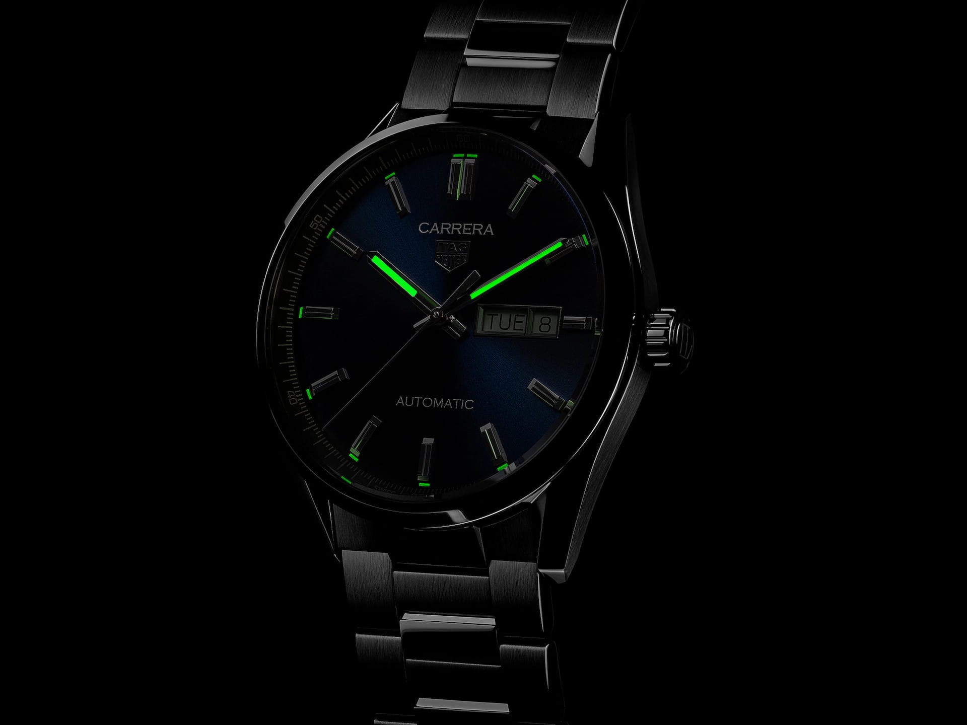 TAG Heuer TAG Heuer Carrera WBN2012.BA0640 механические мужские часы часы крупный план синий циферблата