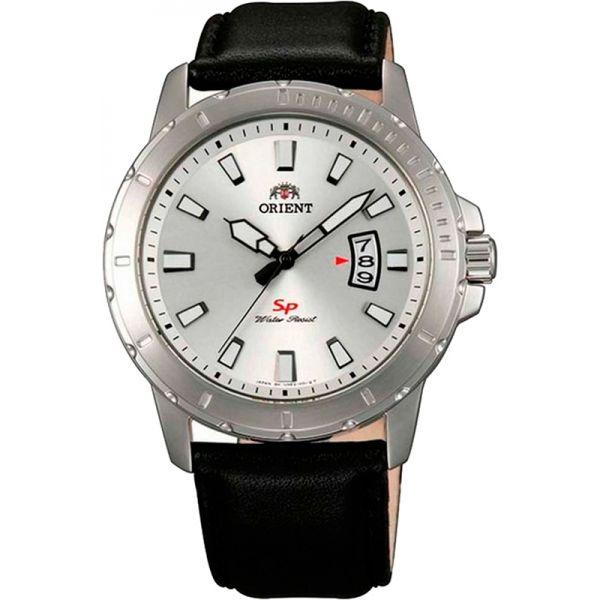 Orient Orient UNE200AW (FUNE200AW)  FUNE200AW  мужские часы серый циферблат, браслет кожа + текстиль — вид спереди
