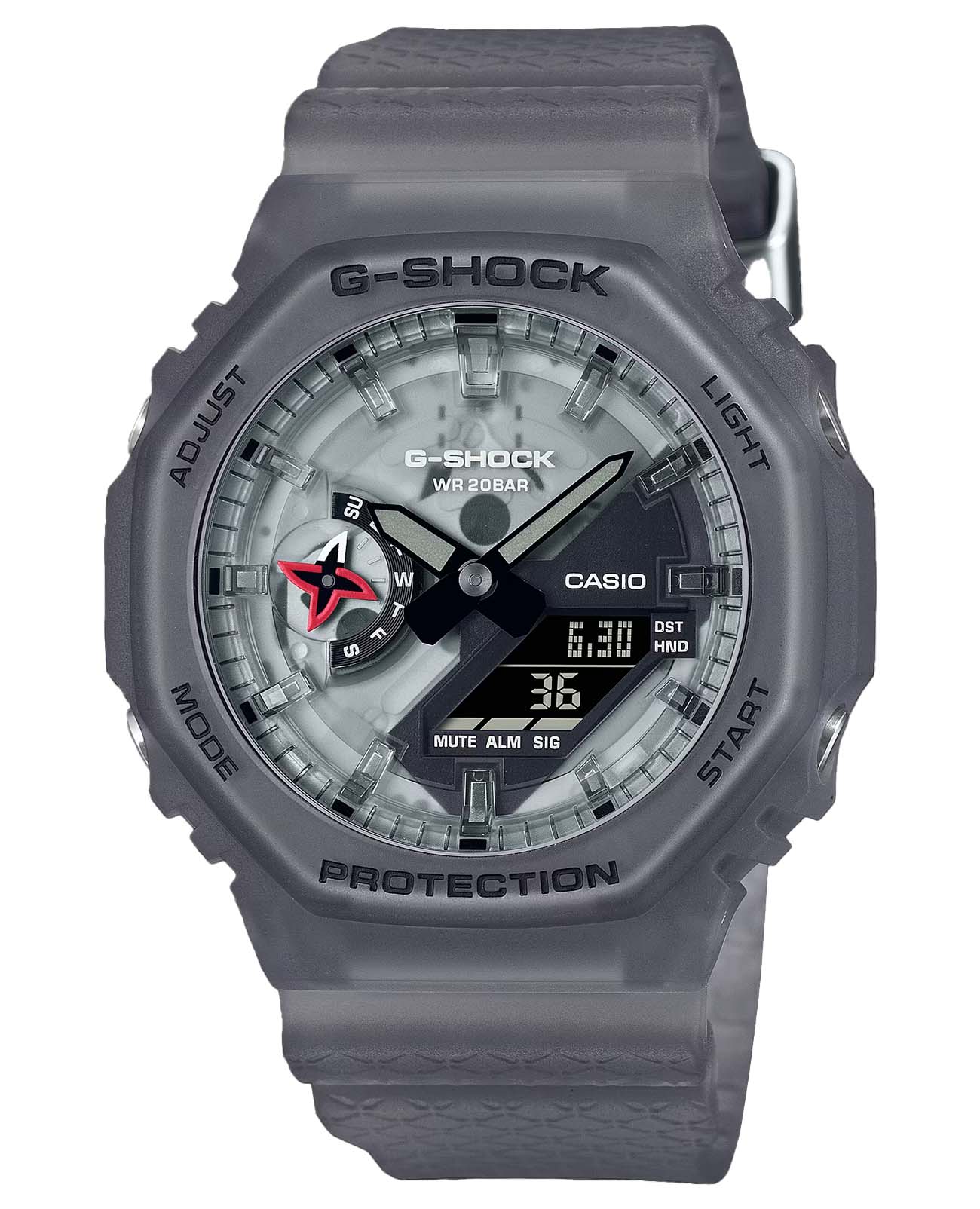 Casio Casio G-Shock GA-2100NNJ-8A GA-2100 GA-2100NNJ-8A электронные мужские часы серый циферблат, браслет пластик — вид спереди