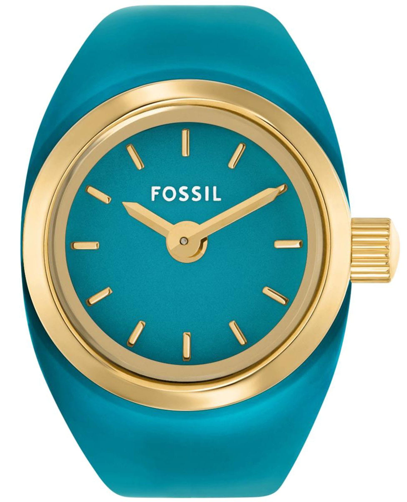 Fossil Fossil Watch Ring ES5415  ES5415 кварцевые женские часы голубой циферблат, браслет нержавеющая сталь с ip-покрытием — вид спереди