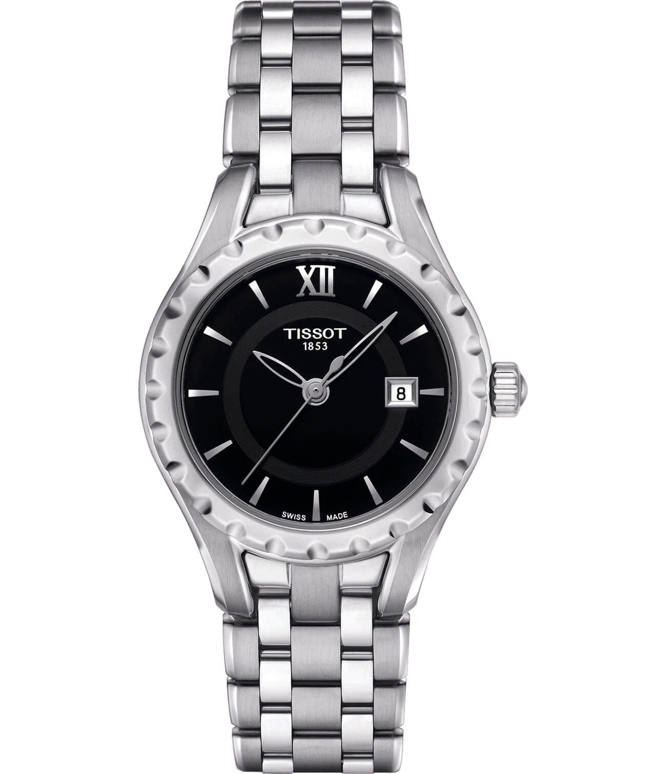 Tissot Tissot Small Lady T072.010.11.058.00 Small T0720101105800 кварцевые женские часы черный циферблат, браслет нержавеющая сталь — вид спереди