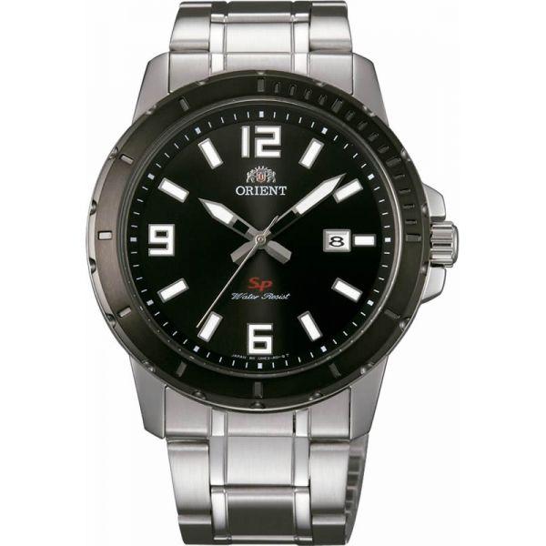 Orient Orient UNE2002B (FUNE2002B)  FUNE2002B  мужские часы черный циферблат, браслет  — вид спереди