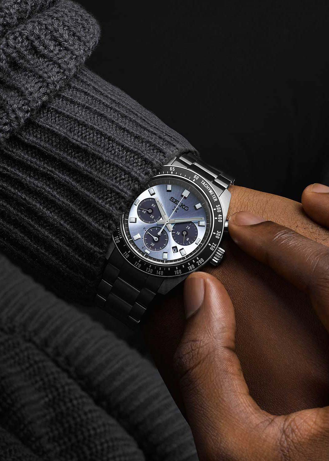 Seiko Seiko Prospex Speedtimer SSC935P1 кварцевые мужские часы часы крупный план синий циферблата