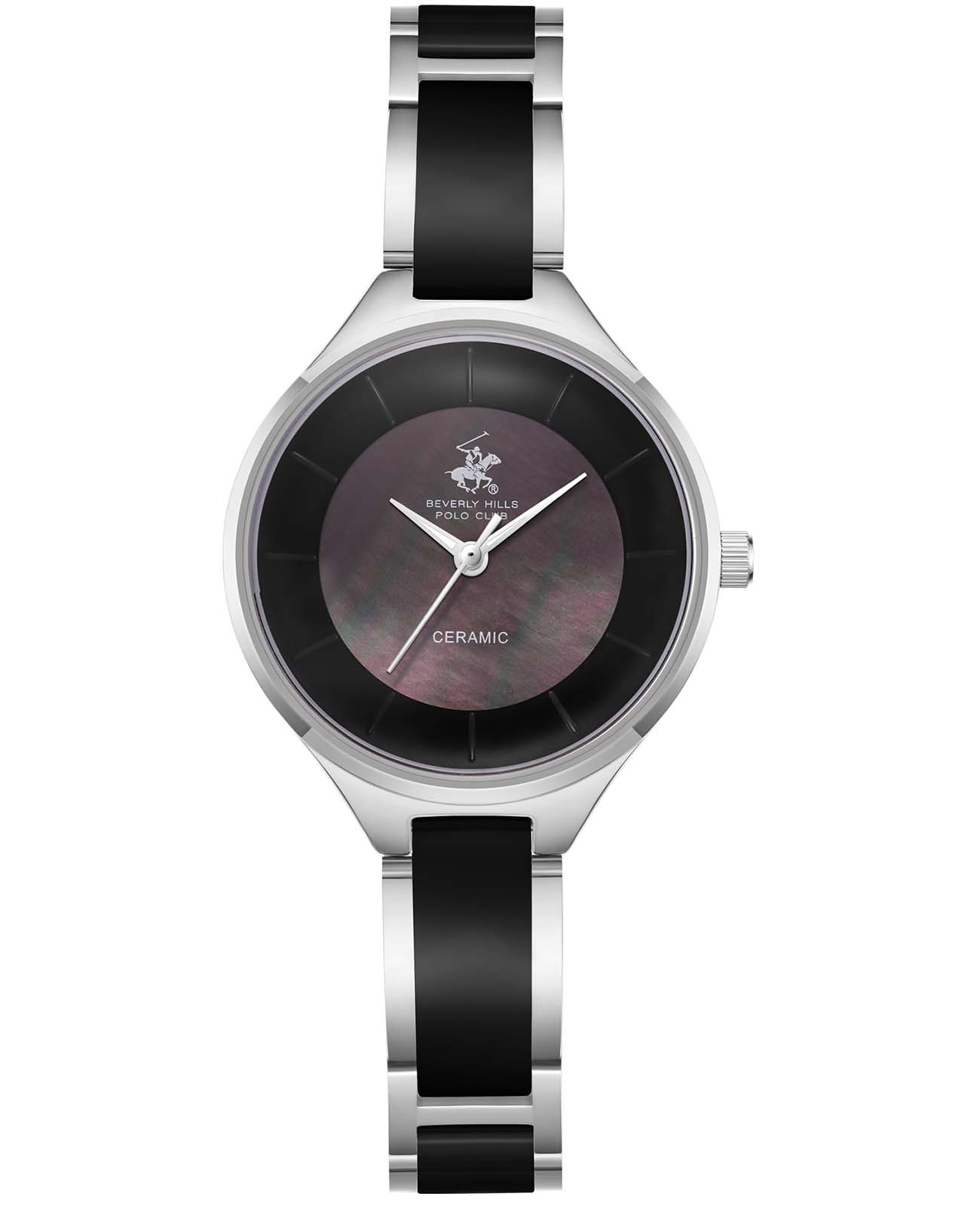 Beverly Hills Polo Club Beverly Hills Polo Club BP3706C.350  BP3706C.350 кварцевые женские часы черный циферблат, браслет сталь + керамические вставки — вид спереди