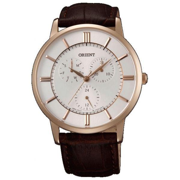 Orient Orient UT0G001W (FUT0G001W)  FUT0G001W  мужские часы белый циферблат, браслет кожа + текстиль — вид спереди