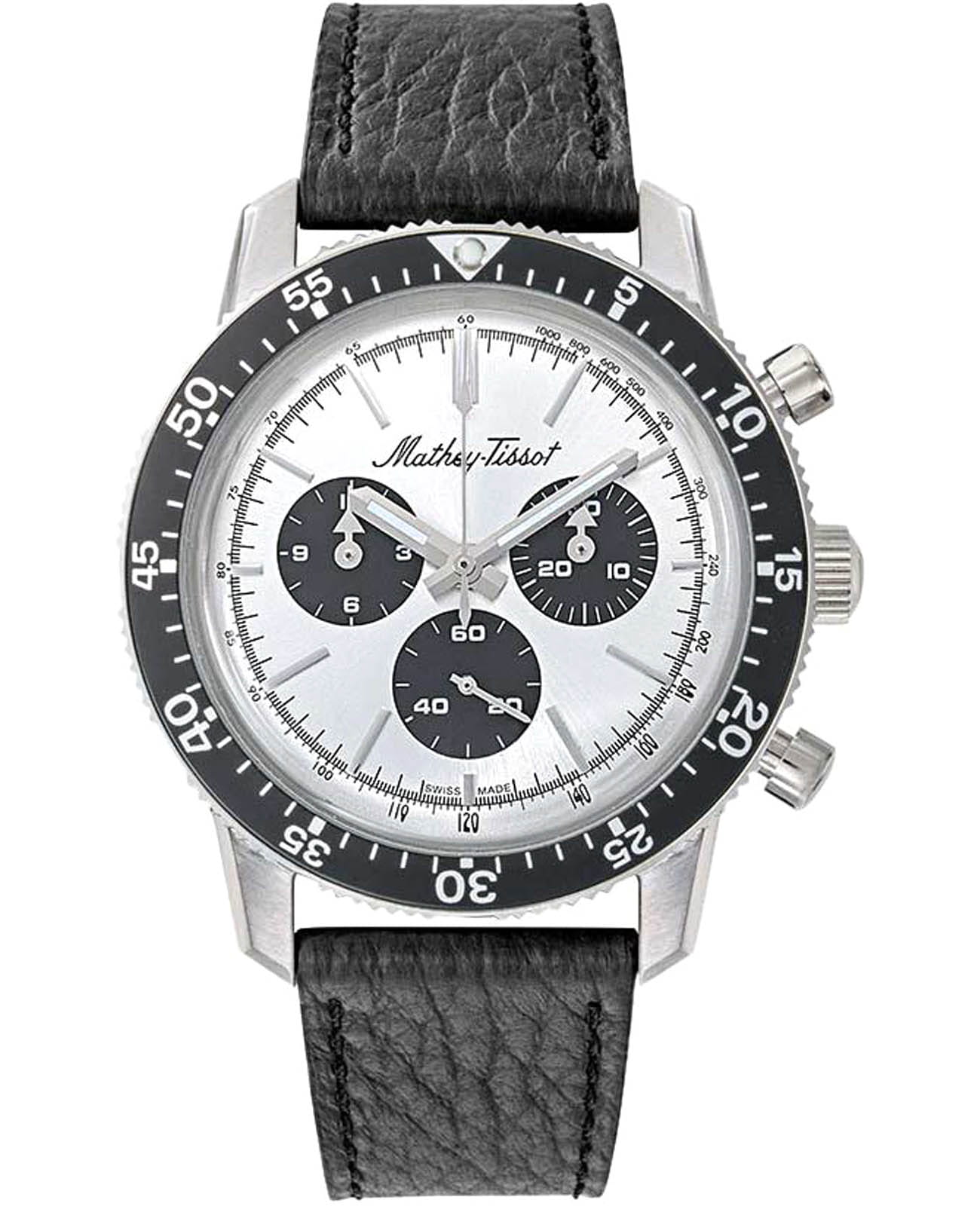 Mathey-Tissot Mathey-Tissot Type 1968 TYPE1968SN  TYPE1968SN механические мужские часы белый циферблат, браслет кожаный — вид спереди