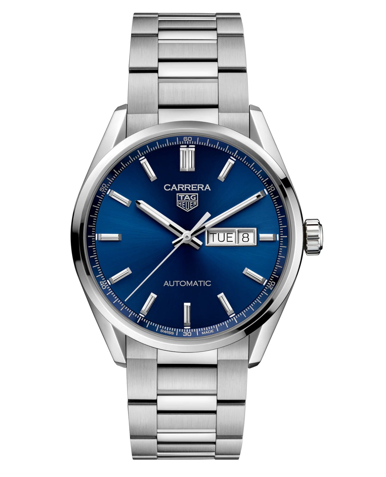 TAG Heuer TAG Heuer Carrera WBN2012.BA0640  WBN2012.BA0640 механические мужские часы синий циферблат, браслет нержавеющая сталь — вид спереди