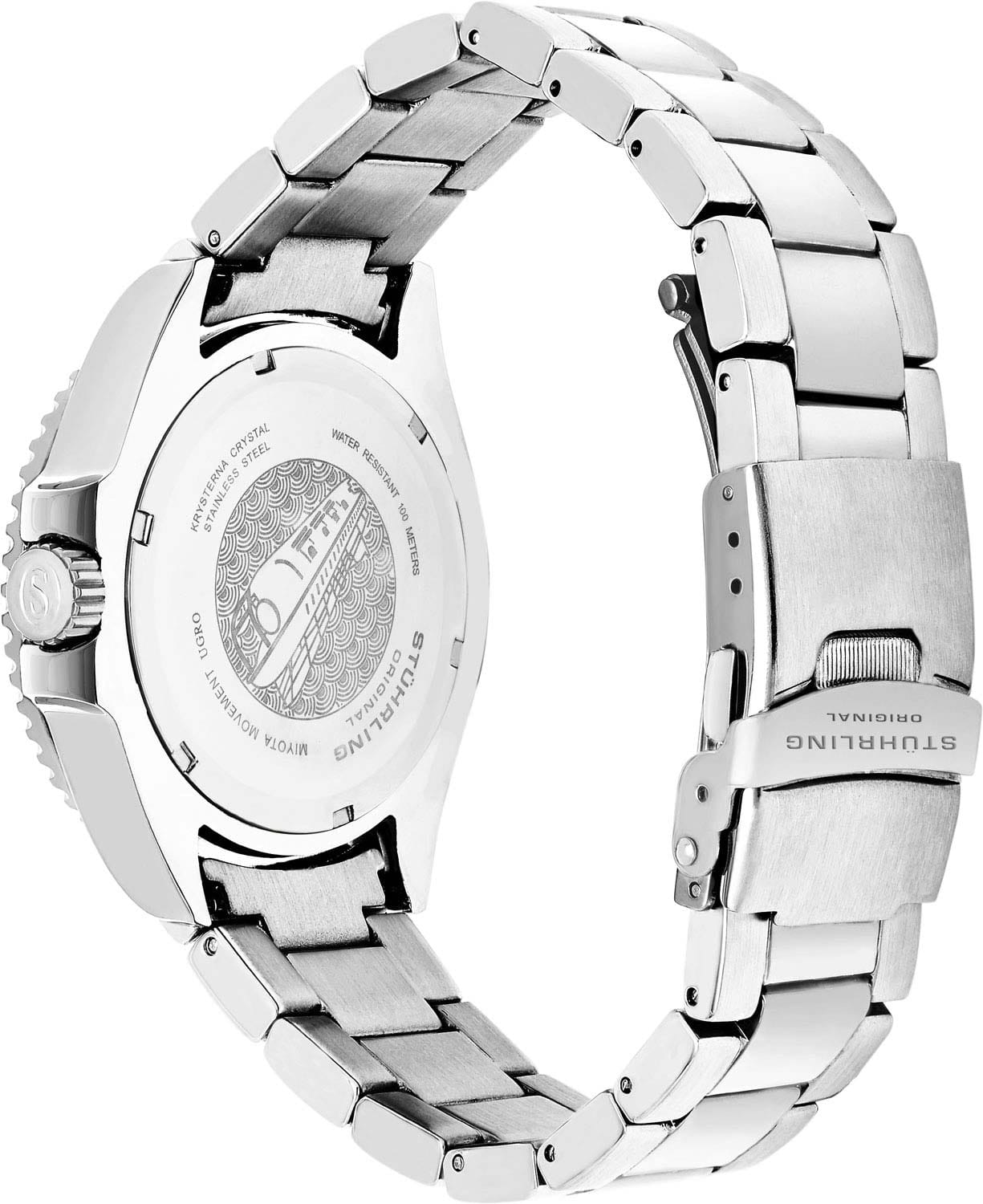 Stuhrling Stuhrling Aquadiver 3950A.1,  сша мужские часы на браслете нержавеющая сталь боковой вид