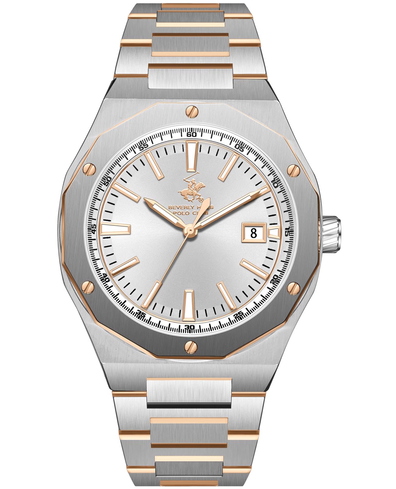 Beverly Hills Polo Club Beverly Hills Polo Club BP3788X.530  BP3788X.530 кварцевые мужские часы серебристый циферблат, браслет нержавеющая сталь с ip-покрытием — вид спереди