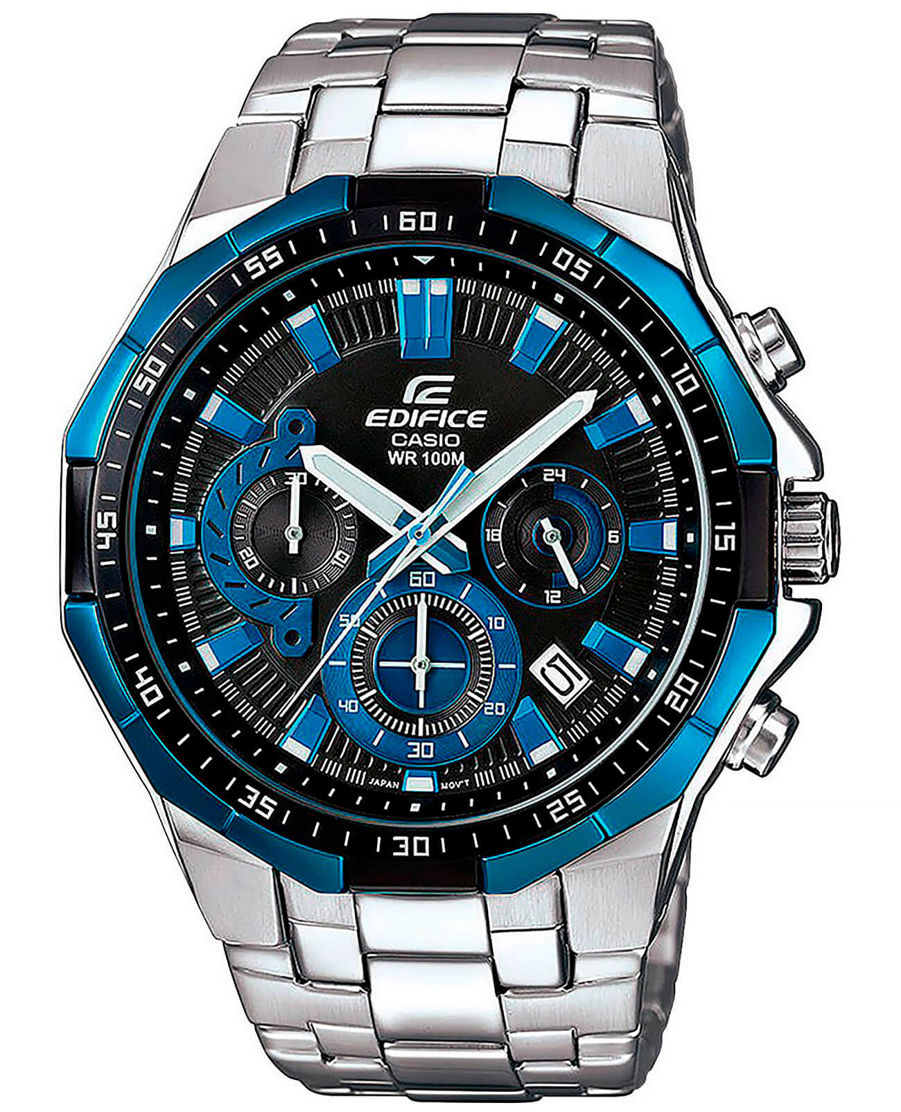 Casio Casio Edifice EFR-554D-1A2 EFR EFR-554D-1A2 кварцевые мужские часы черный циферблат, браслет нержавеющая сталь — вид спереди