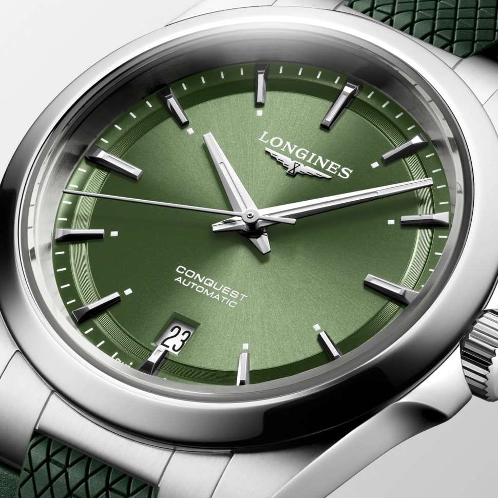 Longines Longines Conquest L3.720.4.02.9, conquest швейцария женские часы на браслете каучук боковой вид