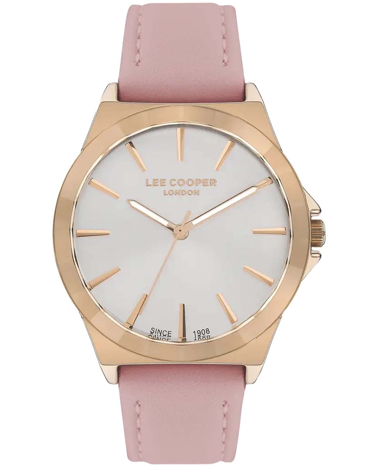 Lee Cooper Lee Cooper LC07347.438  LC07347.438 кварцевые женские часы серебристый циферблат, браслет кожаный — вид спереди