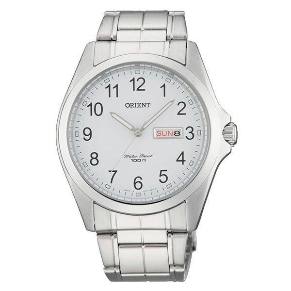 Orient Orient UG0Q005S (FUG0Q005S)  FUG0Q005S автокварц (кинетик) мужские часы белый циферблат, браслет 18-каратное желтое золото — вид спереди