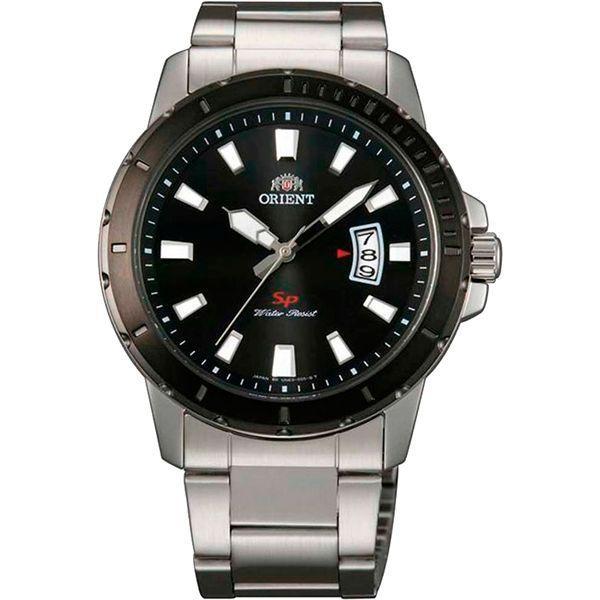 Orient Orient UNE2001B (FUNE2001B)  FUNE2001B  мужские часы черный циферблат, браслет  — вид спереди