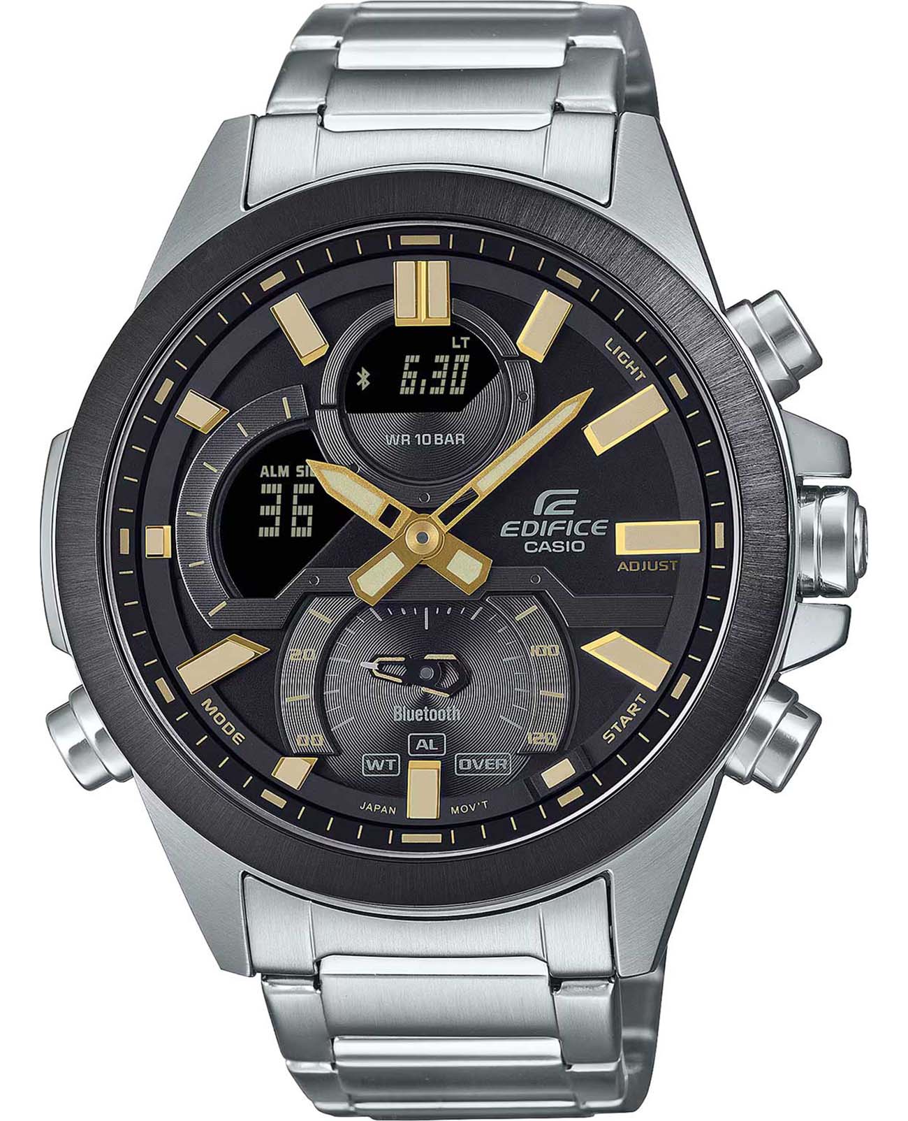 Casio Casio Edifice ECB-30DB-1A9 ECB ECB-30DB-1A9 кварцевые мужские часы  циферблат, браслет нержавеющая сталь — вид спереди