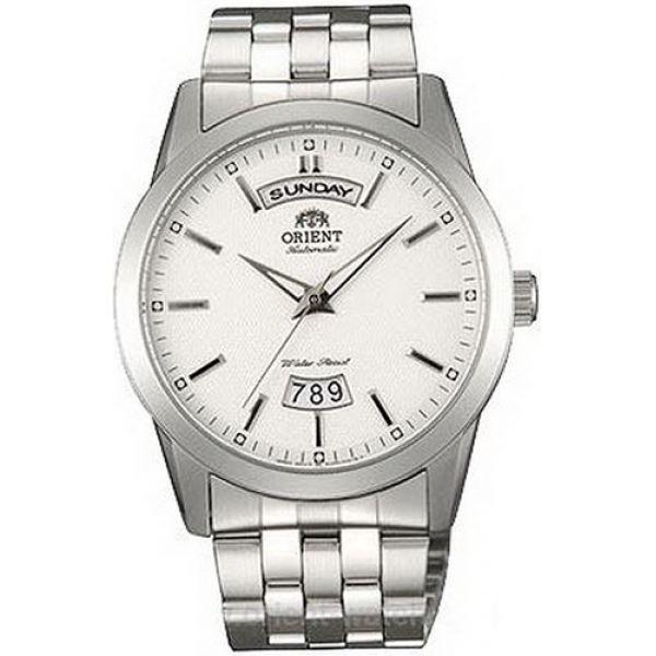 Orient Orient EV0S003W (FEV0S003W)  FEV0S003W механические мужские часы белый циферблат, браслет  — вид спереди