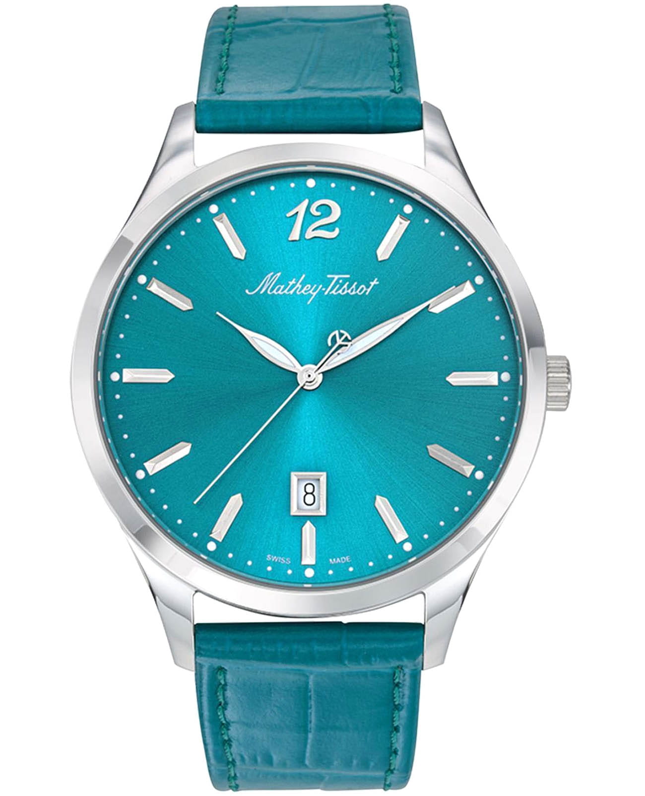 Mathey-Tissot Mathey-Tissot Urban H411PET  H411PET кварцевые мужские часы голубой циферблат, браслет кожаный — вид спереди