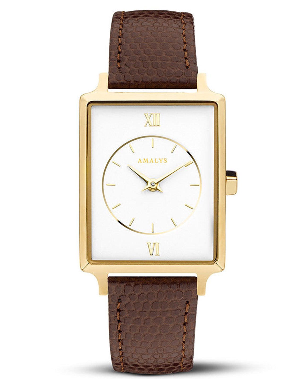 Amalys Amalys Hepburn AMW-153  AMW-153 кварцевые женские часы белый циферблат, браслет кожаный — вид спереди