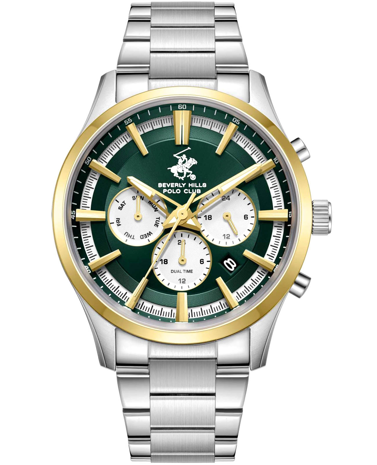 Beverly Hills Polo Club Beverly Hills Polo Club BP3779X.270  BP3779X.270 кварцевые мужские часы зеленый циферблат, браслет нержавеющая сталь — вид спереди