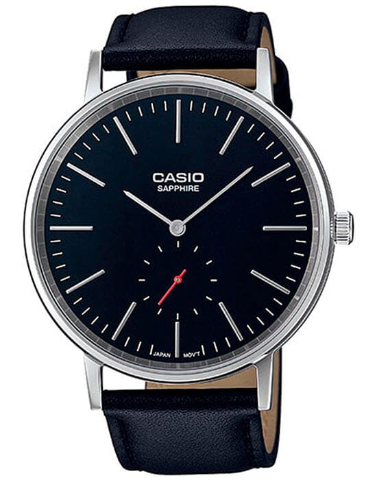 Casio Casio Collection LTP-E148L-1A Retro LTP-E148L-1A кварцевые женские часы черный циферблат, браслет кожаный — вид спереди