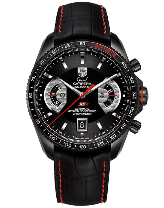 TAG Heuer TAG Heuer Carrera CAV518B.FC6237  CAV518B.FC6237 механические мужские часы черный циферблат, браслет кожаный — вид спереди