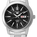 Seiko Seiko 5 Regular SNKM87K1S  SNKM87K1S механические мужские часы  черный циферблат, браслет нержавеющая сталь — вид спереди