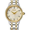 Seiko Seiko Discover More SRZ550P1  SRZ550P1 кварцевые женские часы  бежевый циферблат, браслет нержавеющая сталь с pvd-покрытием — вид спереди