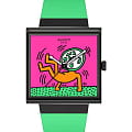 Swatch Swatch Square Bioceramic Standard SO34Z102  SO34Z102 кварцевые женские часы  цветной циферблат, браслет биоматериал — вид спереди