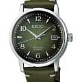 Seiko Seiko Presage SRPF41J1  SRPF41J1 механические мужские часы  зеленый циферблат, браслет кожаный — вид спереди