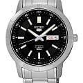 Seiko Seiko 5 Regular SNKN55J1  SNKN55J1 механические мужские часы  черный циферблат, браслет нержавеющая сталь — вид спереди