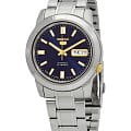 Seiko Seiko 5 Regular SNKL79K1  SNKL79K1 механические мужские часы  синий циферблат, браслет нержавеющая сталь — вид спереди