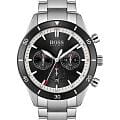 Hugo Boss Hugo Boss Santiago HB1513862  HB1513862 кварцевые мужские часы  черный циферблат, браслет нержавеющая сталь 316l — вид спереди