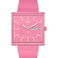Swatch Swatch Square Bioceramic Standard SO34P700  SO34P700 кварцевые женские часы  розовый циферблат, браслет биоматериал — вид спереди