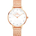 Daniel Wellington Daniel Wellington Petite Lumine Pressed Melrose DW00100590  DW00100590 кварцевые женские часы  перламутровый циферблат, браслет сталь c pvd покрытием — вид спереди