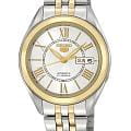 Seiko Seiko 5 Regular SNKL36J1  SNKL36J1 механические мужские часы  белый циферблат, браслет нержавеющая сталь с pvd-покрытием — вид спереди