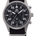 Orient Orient Sporty Quartz RA-KV0502B  RA-KV0502B кварцевые мужские часы  черный циферблат, браслет тканевый — вид спереди