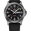 Swiss Military by Chrono Swiss Military by Chrono Day Date SMP36040.20  SMP36040.20 кварцевые мужские часы  черный циферблат, браслет каучук — вид спереди