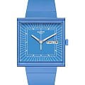 Swatch Swatch Square Bioceramic Standard SO34S700  SO34S700 кварцевые женские часы  голубой циферблат, браслет биоматериал — вид спереди