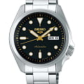 Seiko Seiko 5 Sports SRPE57K1S  SRPE57K1 механические мужские часы  черный циферблат, браслет нержавеющая сталь — вид спереди