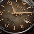 Seiko Seiko Presage SRPF43J1 механические мужские часы часы, крупный план коричневый циферблат