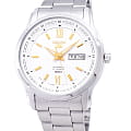 Seiko Seiko 5 Regular SNKP15J1  SNKP15J1 механические мужские часы  белый циферблат, браслет нержавеющая сталь — вид спереди