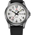 Swiss Military by Chrono Swiss Military by Chrono Day Date SMP36040.21  SMP36040.21 кварцевые мужские часы  белый циферблат, браслет каучук — вид спереди